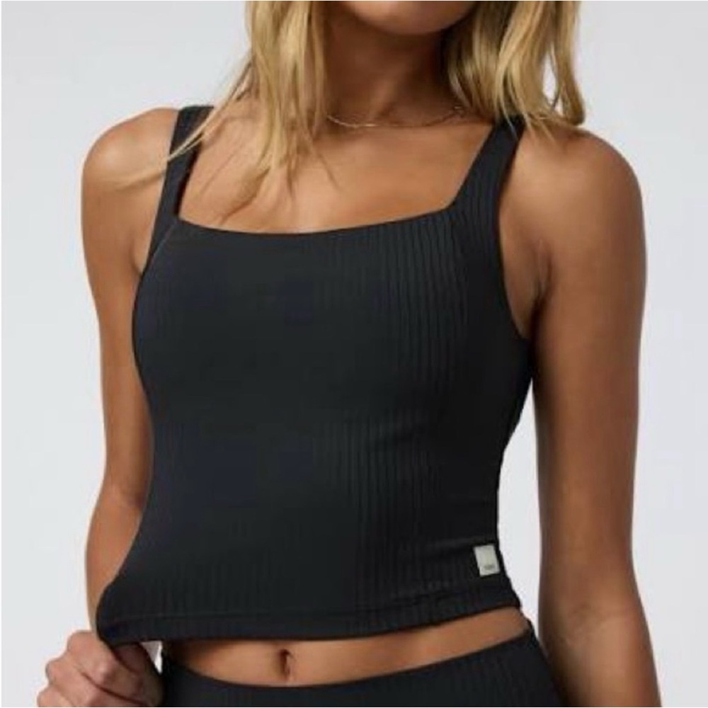 Vuori Inversion Ribbed Tank | Black Performance Crop Top | Size XS | Retail $68
